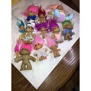 Russ & Dam Vintage Troll Doll Lot of 14 trolls. 1980s & 1990s Mini Hair